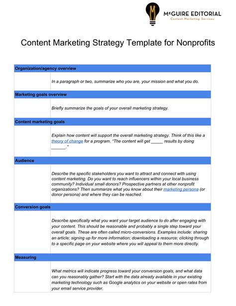 content marketing strategy template free.